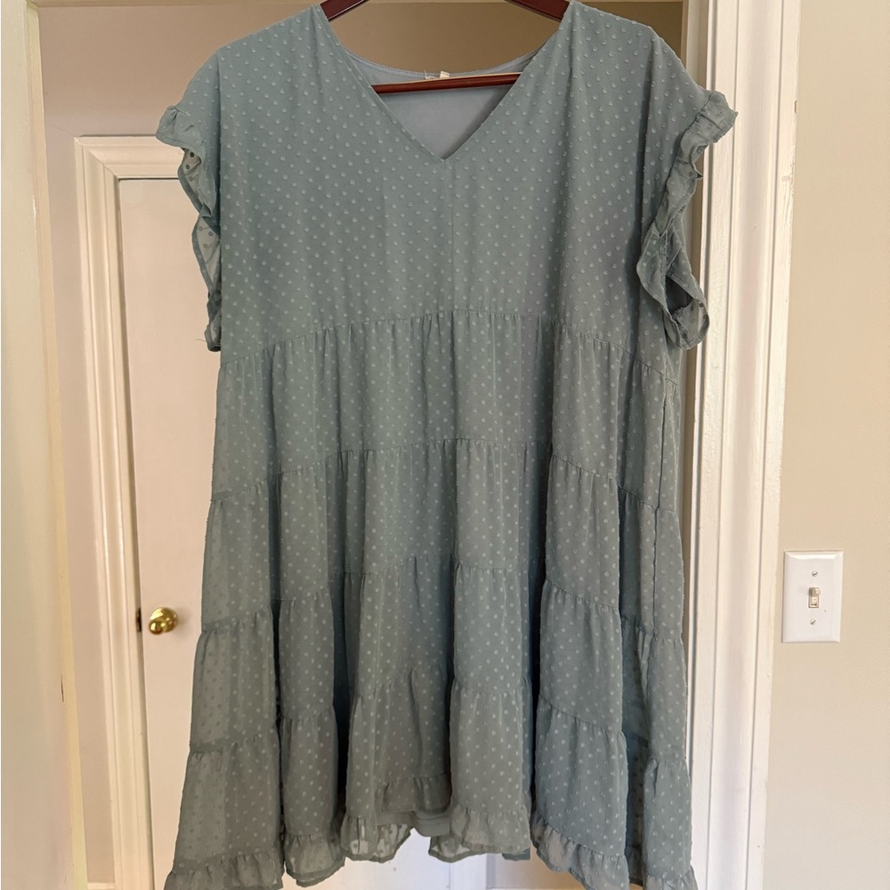 Women's Ruffle Sleeve Dress in Slate Blue